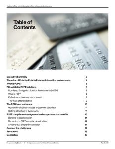 Table of Contents Value of P2PE in POI and POS Environment White Paper