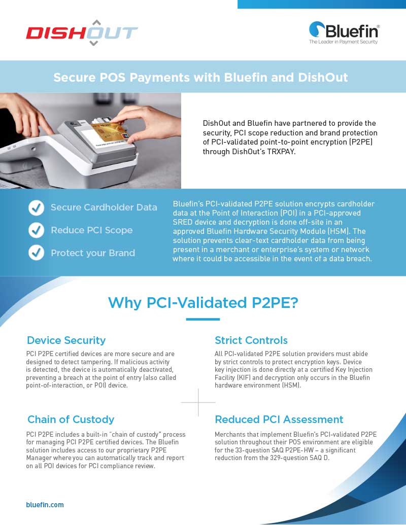 Secure POS Payments with Bluefin and DishOut