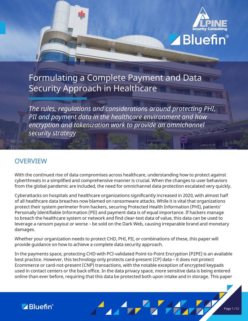 Security Brief: Formulating a Complete Payment and Data Security Approach in Healthcare