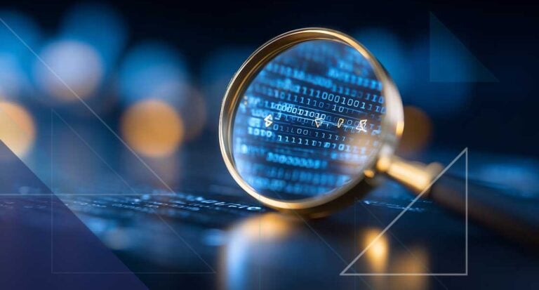 Cybersecurity and data protection graphic representing current data breach trends affecting businesses