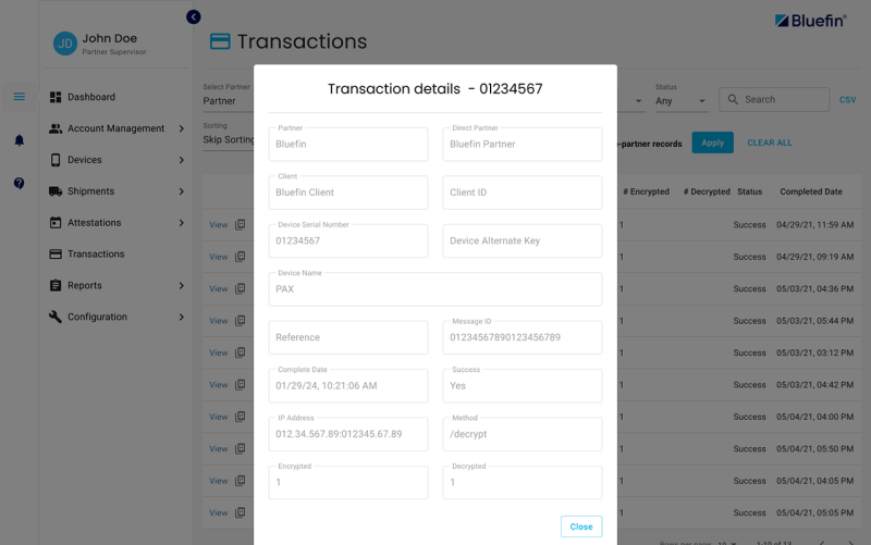 P2PE Manager Transaction Details