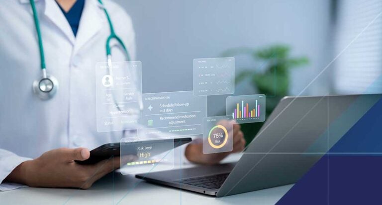 5 Common Security Risks in Healthcare Payment Workflows Healthcare professional reviewing patient payment data and security risk information on connected digital systems