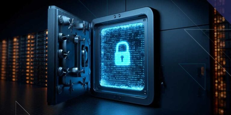 Open digital vault with glowing lock representing secure vaultless tokenization and sensitive data protection