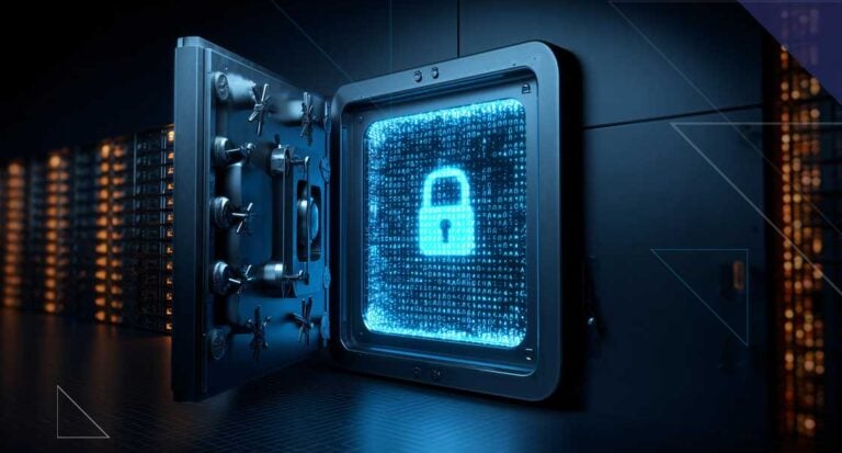 Open digital vault with glowing lock representing secure vaultless tokenization and sensitive data protection