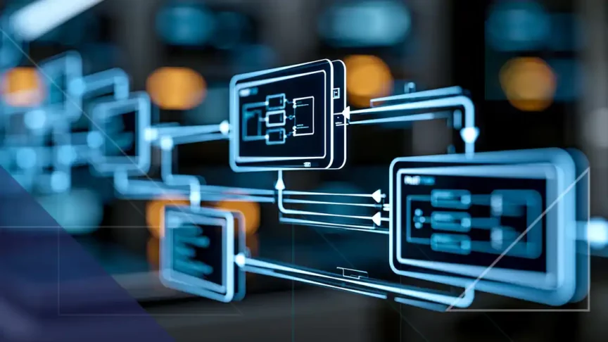 Digital data orchestration flow representing transaction security and protection of sensitive data in motion